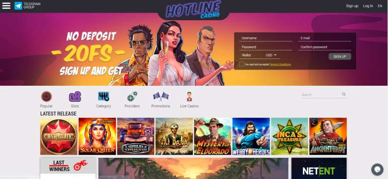 Welcome package up to $ 450 + free spins at Hotline