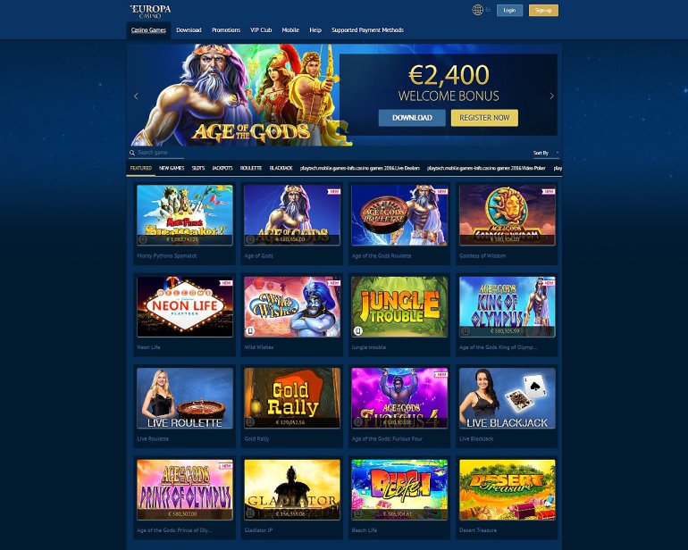 Browser Casino Europe - choose your game
