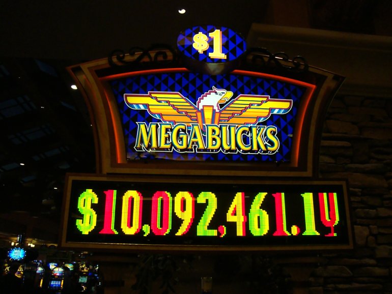 Megabucks slot machine with a large jackpot