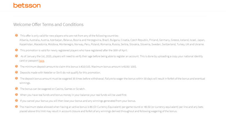 in 100% Match Bonus up to €100 in Betsson Casino 100% Match Bonus up to €100 in Betsson Casino