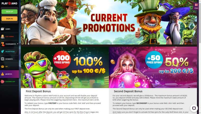 Huge bonuses and numerous free spins in Welcome Bonuses and Free Spins at PlayAmo Casino Welcome Bonuses and Free Spins at PlayAmo Casino