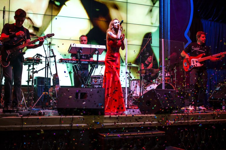 Singer Maxim performs at the Nirvana casino in the gambling zone of Azov City