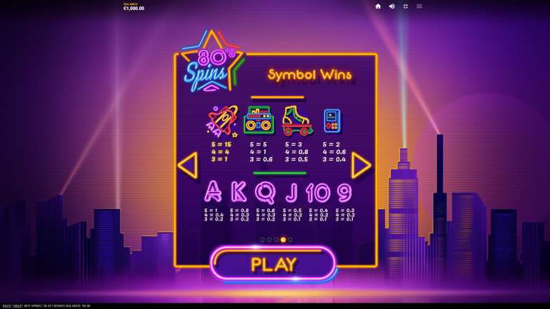Symbol's cost in 80s Spins 80s Spins