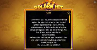 777 Golden Hit: Rules