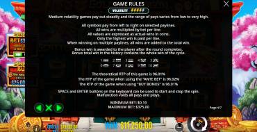 8 Golden Dragon Challenge: Payout table