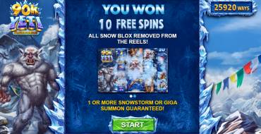 90K Yeti Gigablox: Free spins and/or respins