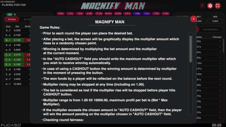 Slot's description in Magnify Man Magnify Man