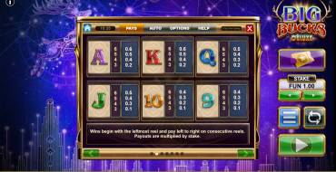 Big Bucks Deluxe: Payout table 2