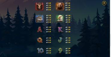 Buffalo of Wealth: Payout table