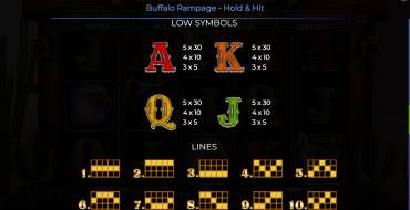 Buffalo Rampage – Hold & Hit: Payout table 2