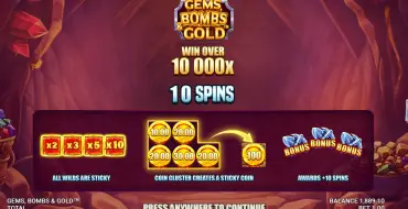 Gems, Bombs & Gold: Freespins