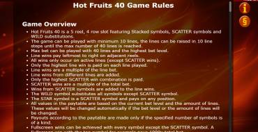 Hot Fruits 40: Rules