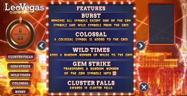 Leo Vegas Cluster Gems: Bonus games