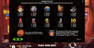Majestic Express Gold Run: Payout table