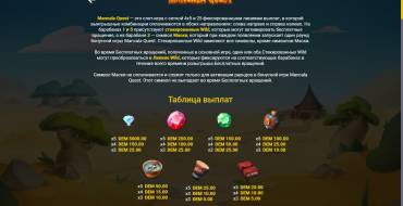 Mancala Quest: Paytable