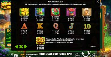 Rainbow Gold: Paytable