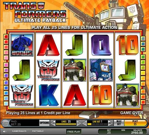 Transformers: Ultimate Payback slot