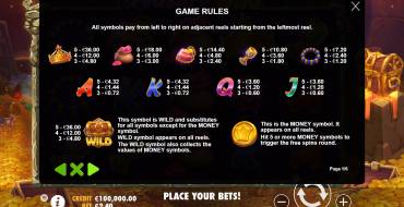 Treasure Wild: Paytable