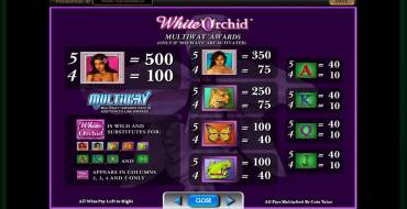 White Orchid: Payout table