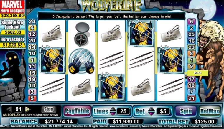 Play Wolverine slot CA