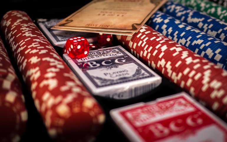 dice and playing cards